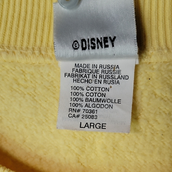 Disney Store Vintage 90's Embroidered Yellow Graphic Sweatshirt Size L - Picture 5 of 10